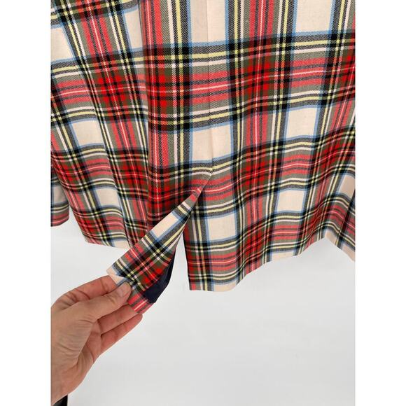 J. Crew Willa Blazer Jacket in Snowy Tartan Plaid Wool Blend Satin Lapel size 16 - Picture 11 of 14